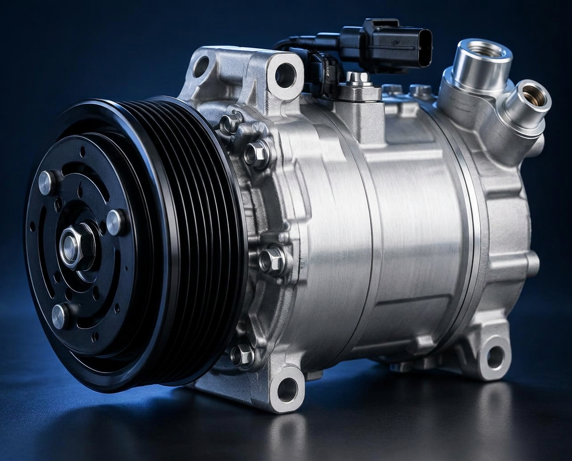 Automotive A/C compressor with multi-groove clutch pulley